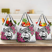 Guam Chamorro Grocery Bag Bougainvillea White Polynesian Tribal Pattern LT05 3-pack One Size White - Polynesian Pride