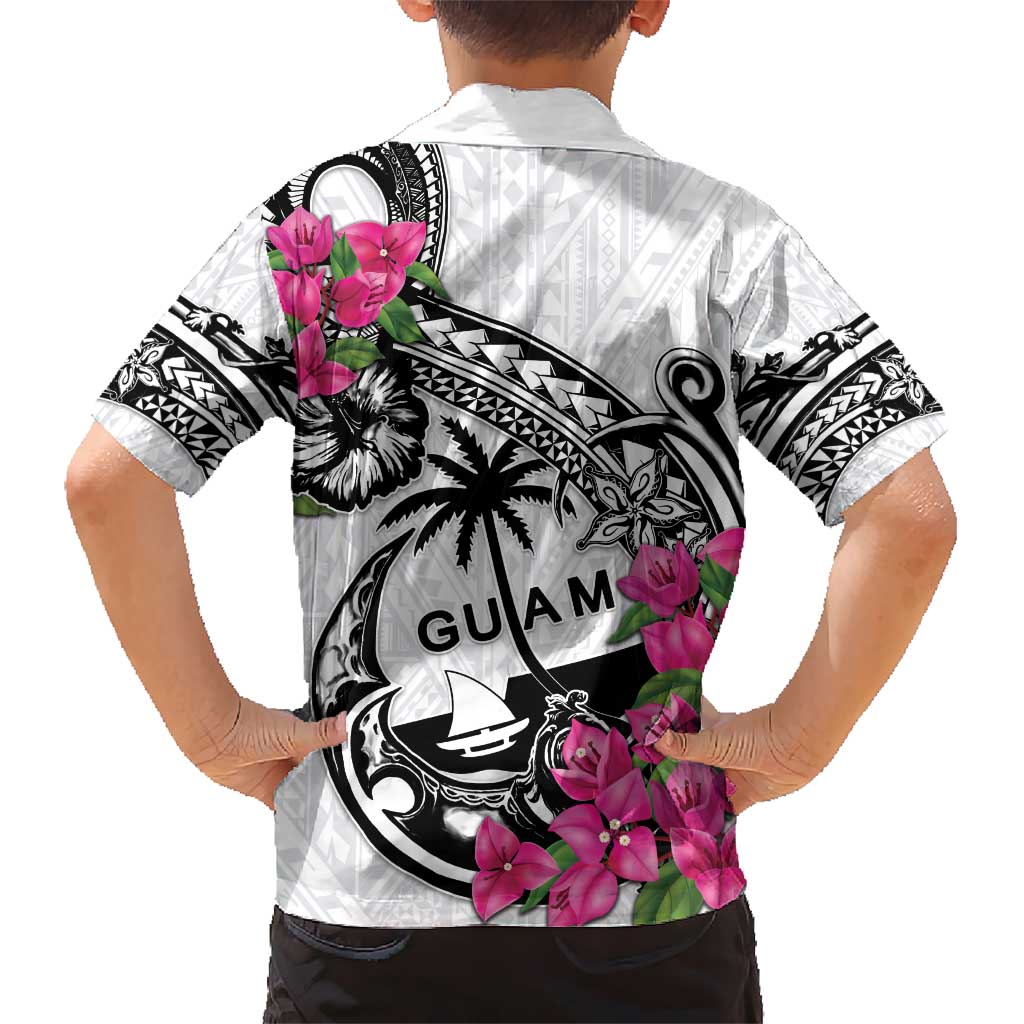 Guam Chamorro Hawaiian Shirt Bougainvillea White Polynesian Tribal Pattern LT05 - Polynesian Pride
