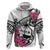 Guam Chamorro Hoodie Bougainvillea White Polynesian Tribal Pattern