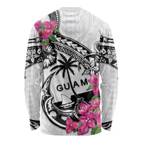 Guam Chamorro Long Sleeve Shirt Bougainvillea White Polynesian Tribal Pattern LT05 - Polynesian Pride
