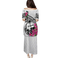 Guam Chamorro Puletasi Bougainvillea White Polynesian Tribal Pattern LT05 - Polynesian Pride