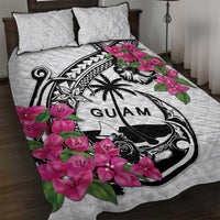 Guam Chamorro Quilt Bed Set Bougainvillea White Polynesian Tribal Pattern LT05 White - Polynesian Pride