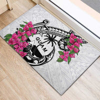 Guam Chamorro Rubber Doormat Bougainvillea White Polynesian Tribal Pattern LT05 - Polynesian Pride
