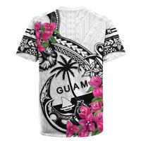 Guam Chamorro Rugby Jersey Bougainvillea White Polynesian Tribal Pattern