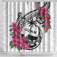 Guam Chamorro Shower Curtain Bougainvillea White Polynesian Tribal Pattern