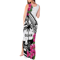 Guam Chamorro Tank Maxi Dress Bougainvillea White Polynesian Tribal Pattern LT05 - Polynesian Pride