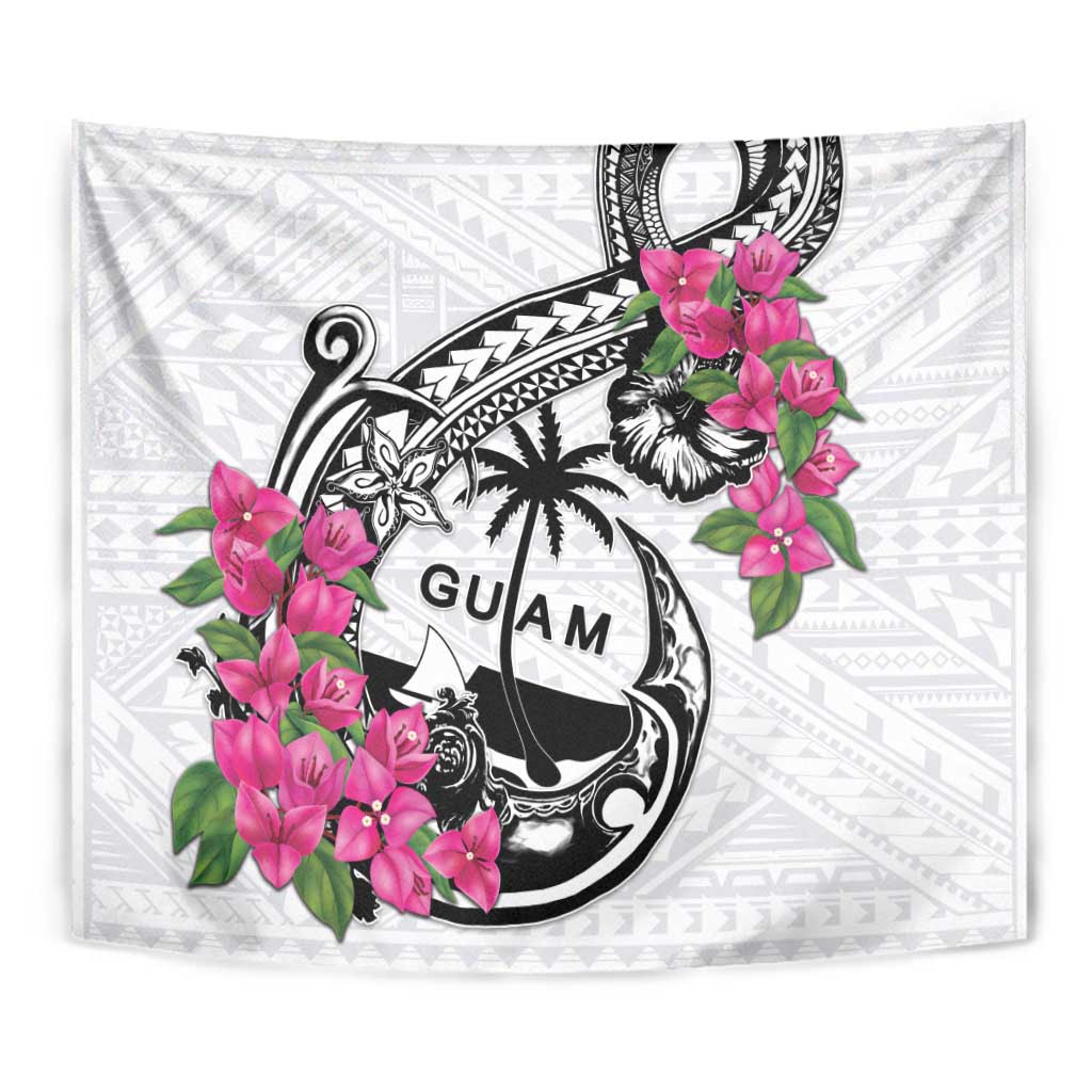 Guam Chamorro Tapestry Bougainvillea White Polynesian Tribal Pattern