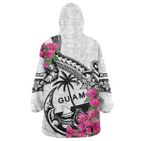 Guam Chamorro Wearable Blanket Hoodie Bougainvillea White Polynesian Tribal Pattern LT05 - Polynesian Pride