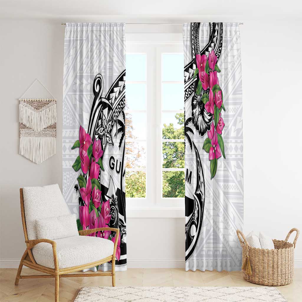 Guam Chamorro Window Curtain Bougainvillea White Polynesian Tribal Pattern LT05 - Polynesian Pride