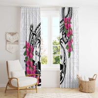 Guam Chamorro Window Curtain Bougainvillea White Polynesian Tribal Pattern LT05 - Polynesian Pride