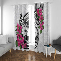 Guam Chamorro Window Curtain Bougainvillea White Polynesian Tribal Pattern LT05 With Grommets White - Polynesian Pride