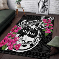 Guam Chamorro Area Rug Bougainvillea Black Polynesian Tribal Pattern