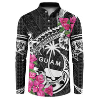 Guam Chamorro Button Sweatshirt Bougainvillea Black Polynesian Tribal Pattern LT05 Black - Polynesian Pride
