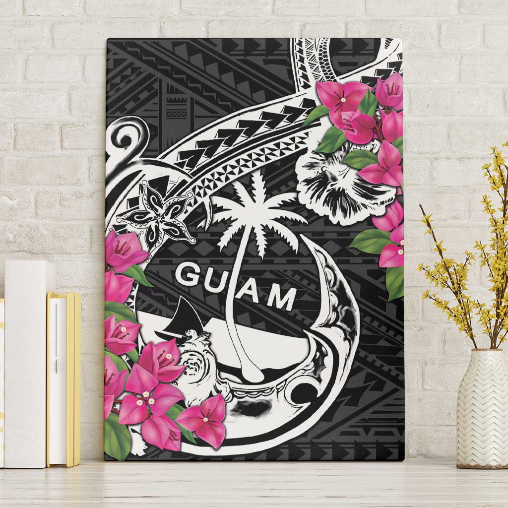 Guam Chamorro Canvas Wall Art Bougainvillea Black Polynesian Tribal Pattern LT05 Without Frame Black - Polynesian Pride
