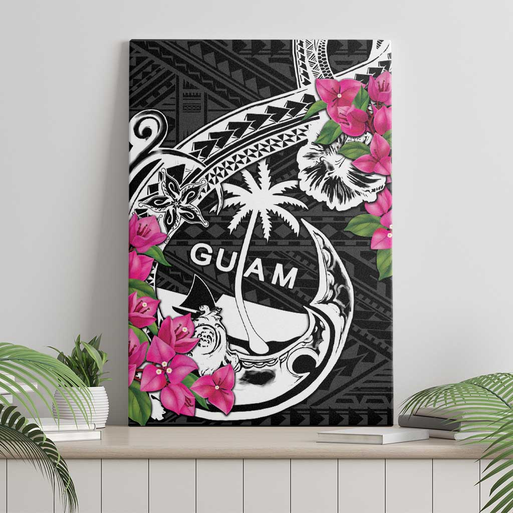 Guam Chamorro Canvas Wall Art Bougainvillea Black Polynesian Tribal Pattern LT05 - Polynesian Pride