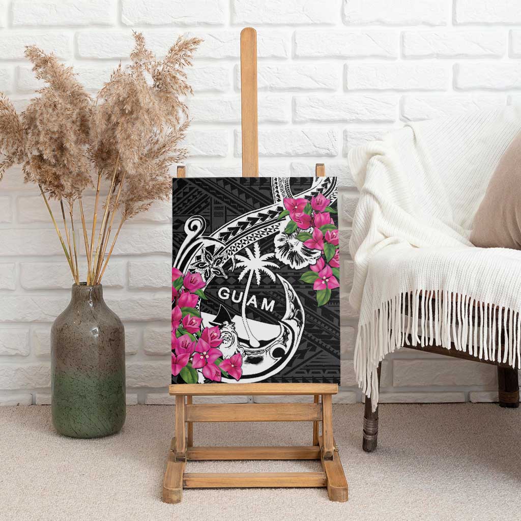 Guam Chamorro Canvas Wall Art Bougainvillea Black Polynesian Tribal Pattern LT05 - Polynesian Pride