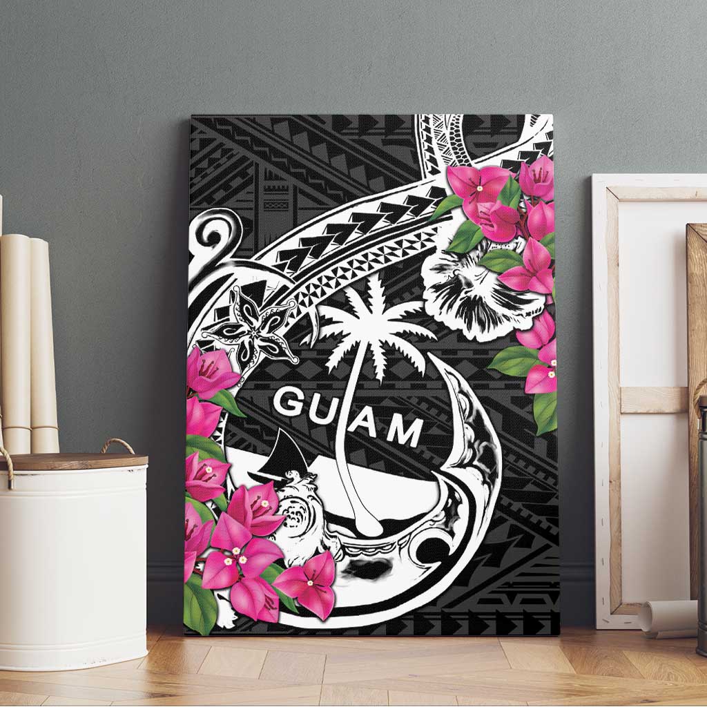 Guam Chamorro Canvas Wall Art Bougainvillea Black Polynesian Tribal Pattern LT05 - Polynesian Pride