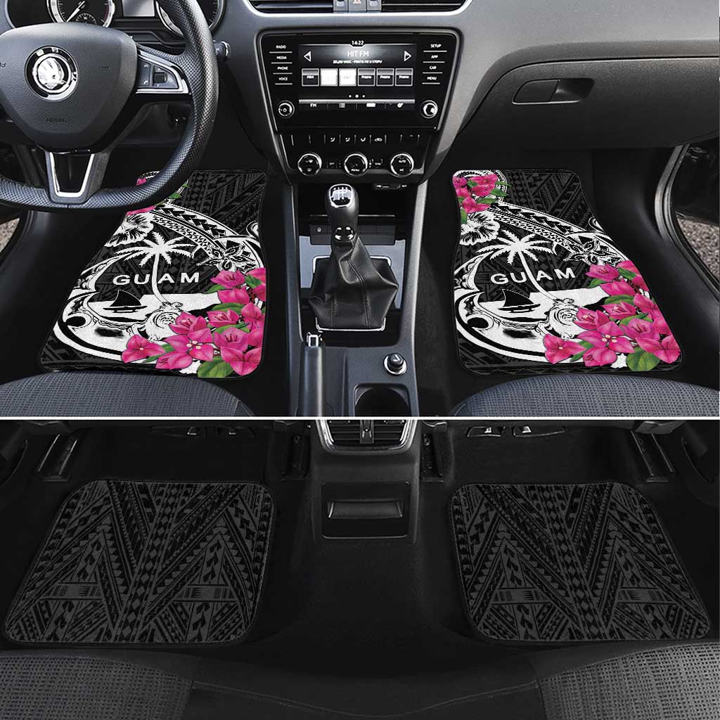 Guam Chamorro Car Mats Bougainvillea Black Polynesian Tribal Pattern