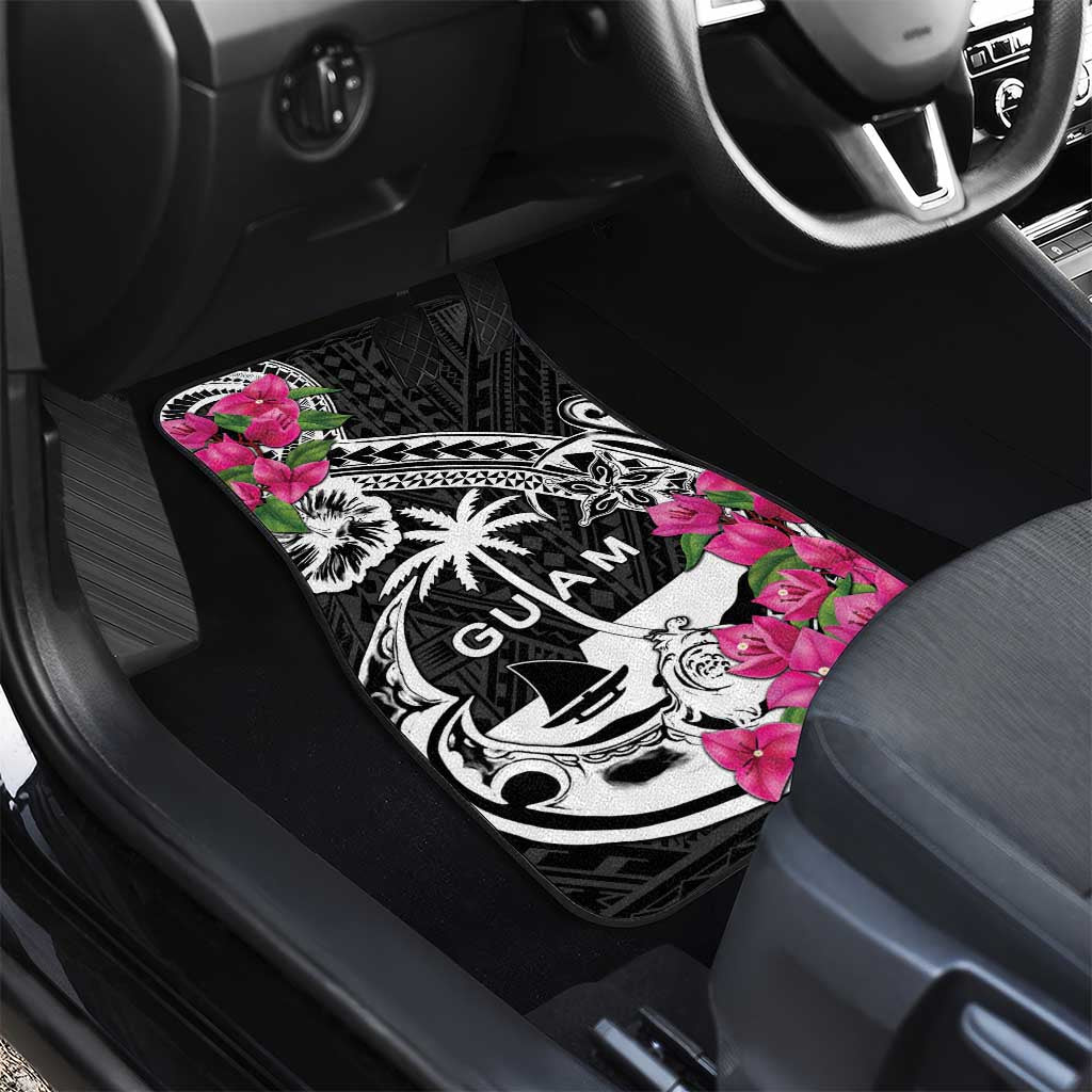 Guam Chamorro Car Mats Bougainvillea Black Polynesian Tribal Pattern LT05 - Polynesian Pride