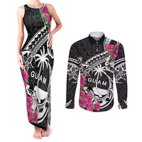 Guam Chamorro Couples Matching Tank Maxi Dress and Long Sleeve Button Shirt Bougainvillea Black Polynesian Tribal Pattern LT05 Black - Polynesian Pride