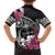 Guam Chamorro Family Matching Off Shoulder Maxi Dress and Hawaiian Shirt Bougainvillea Black Polynesian Tribal Pattern