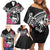 Guam Chamorro Family Matching Off Shoulder Short Dress and Hawaiian Shirt Bougainvillea Black Polynesian Tribal Pattern