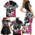 Guam Chamorro Family Matching Short Sleeve Bodycon Dress and Hawaiian Shirt Bougainvillea Black Polynesian Tribal Pattern