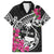 Guam Chamorro Family Matching Short Sleeve Bodycon Dress and Hawaiian Shirt Bougainvillea Black Polynesian Tribal Pattern