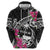 Guam Chamorro Hoodie Bougainvillea Black Polynesian Tribal Pattern