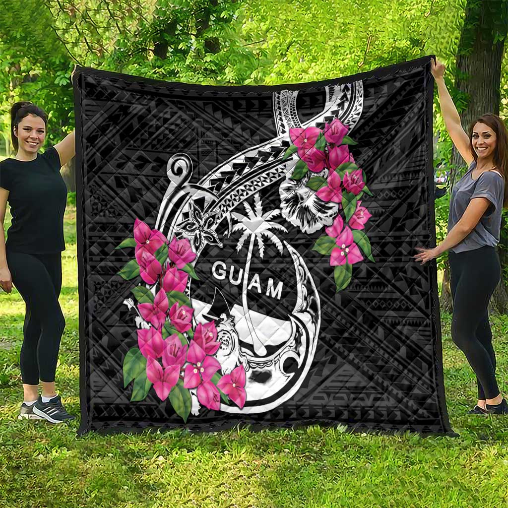 Guam Chamorro Quilt Bougainvillea Black Polynesian Tribal Pattern