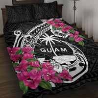 Guam Chamorro Quilt Bed Set Bougainvillea Black Polynesian Tribal Pattern LT05 Black - Polynesian Pride