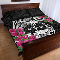 Guam Chamorro Quilt Bed Set Bougainvillea Black Polynesian Tribal Pattern LT05 - Polynesian Pride
