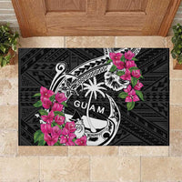 Guam Chamorro Rubber Doormat Bougainvillea Black Polynesian Tribal Pattern LT05 Black - Polynesian Pride
