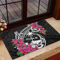 Guam Chamorro Rubber Doormat Bougainvillea Black Polynesian Tribal Pattern LT05 - Polynesian Pride