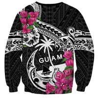 Guam Chamorro Sweatshirt Bougainvillea Black Polynesian Tribal Pattern LT05 - Polynesian Pride