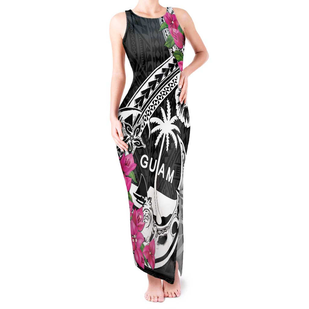 Guam Chamorro Tank Maxi Dress Bougainvillea Black Polynesian Tribal Pattern LT05 Women Black - Polynesian Pride