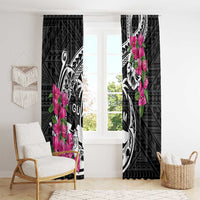 Guam Chamorro Window Curtain Bougainvillea Black Polynesian Tribal Pattern LT05 - Polynesian Pride