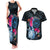 Tahiti Ia Orana Couples Matching Tank Maxi Dress and Hawaiian Shirt Polynesian Turtle With Coat Of Arms LT05 Blue - Polynesian Pride