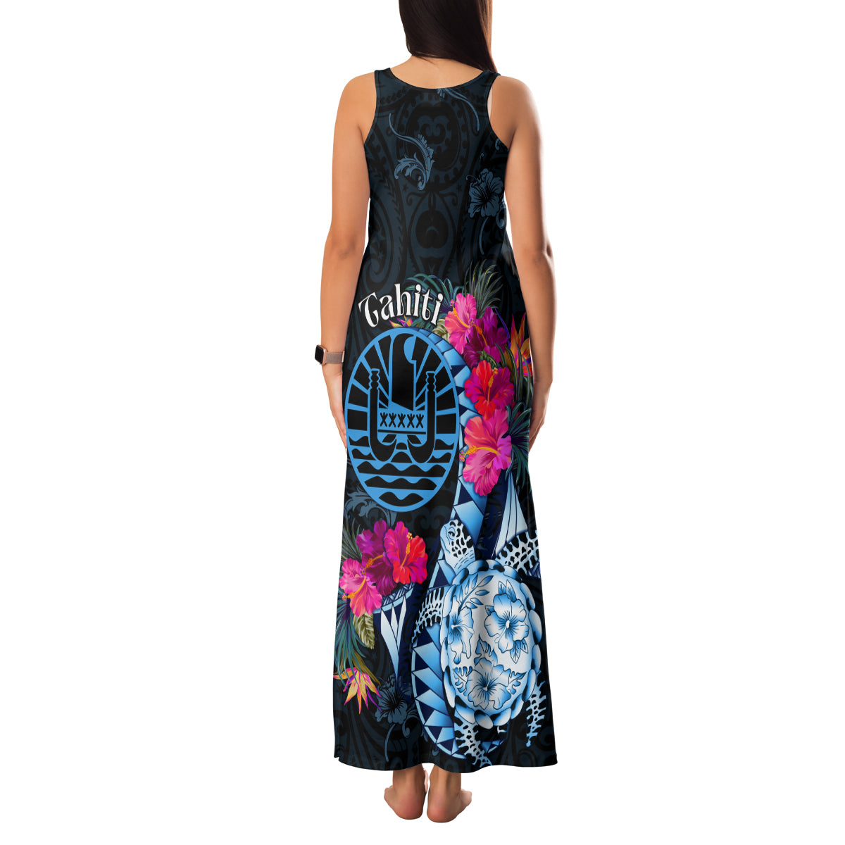 Tahiti Ia Orana Family Matching Tank Maxi Dress and Hawaiian Shirt Polynesian Turtle With Coat Of Arms LT05 - Polynesian Pride