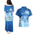 Personalised Bula Fiji Couples Matching Puletasi and Hawaiian Shirt Fijian Masi Pattern With Blue Coat Of Arms LT05 - Polynesian Pride