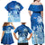 Personalised Bula Fiji Family Matching Off Shoulder Maxi Dress and Hawaiian Shirt Fijian Masi Pattern With Blue Coat Of Arms LT05 - Polynesian Pride