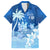 Personalised Bula Fiji Family Matching Short Sleeve Bodycon Dress and Hawaiian Shirt Fijian Masi Pattern With Blue Coat Of Arms LT05 Dad's Shirt - Short Sleeve Blue - Polynesian Pride