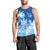 Personalised Bula Fiji Men Tank Top Fijian Masi Pattern With Blue Coat Of Arms LT05 - Polynesian Pride