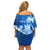 Personalised Bula Fiji Off Shoulder Short Dress Fijian Masi Pattern With Blue Coat Of Arms LT05 - Polynesian Pride