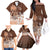 Personalised Bula Fiji Family Matching Off Shoulder Long Sleeve Dress and Hawaiian Shirt Fijian Masi Pattern With Brown Coat Of Arms LT05 - Polynesian Pride