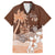 Personalised Bula Fiji Family Matching Short Sleeve Bodycon Dress and Hawaiian Shirt Fijian Masi Pattern With Brown Coat Of Arms LT05 Dad's Shirt - Short Sleeve Brown - Polynesian Pride