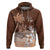 Personalised Bula Fiji Hoodie Fijian Masi Pattern With Brown Coat Of Arms LT05 Pullover Hoodie Brown - Polynesian Pride