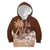 Personalised Bula Fiji Kid Hoodie Fijian Masi Pattern With Brown Coat Of Arms LT05 Hoodie Brown - Polynesian Pride