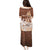 Personalised Bula Fiji Puletasi Fijian Masi Pattern With Brown Coat Of Arms LT05 - Polynesian Pride