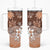 Bula Fiji Tumbler With Handle Fijian Masi Pattern With Brown Coat Of Arms